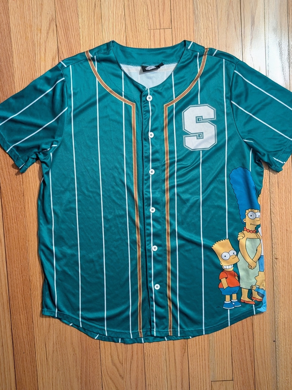 The Simpsons Kids' Teal Pinstripe Baseball Jersey